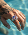 Men's USA Flag Platinum-Plated Geometric Ring