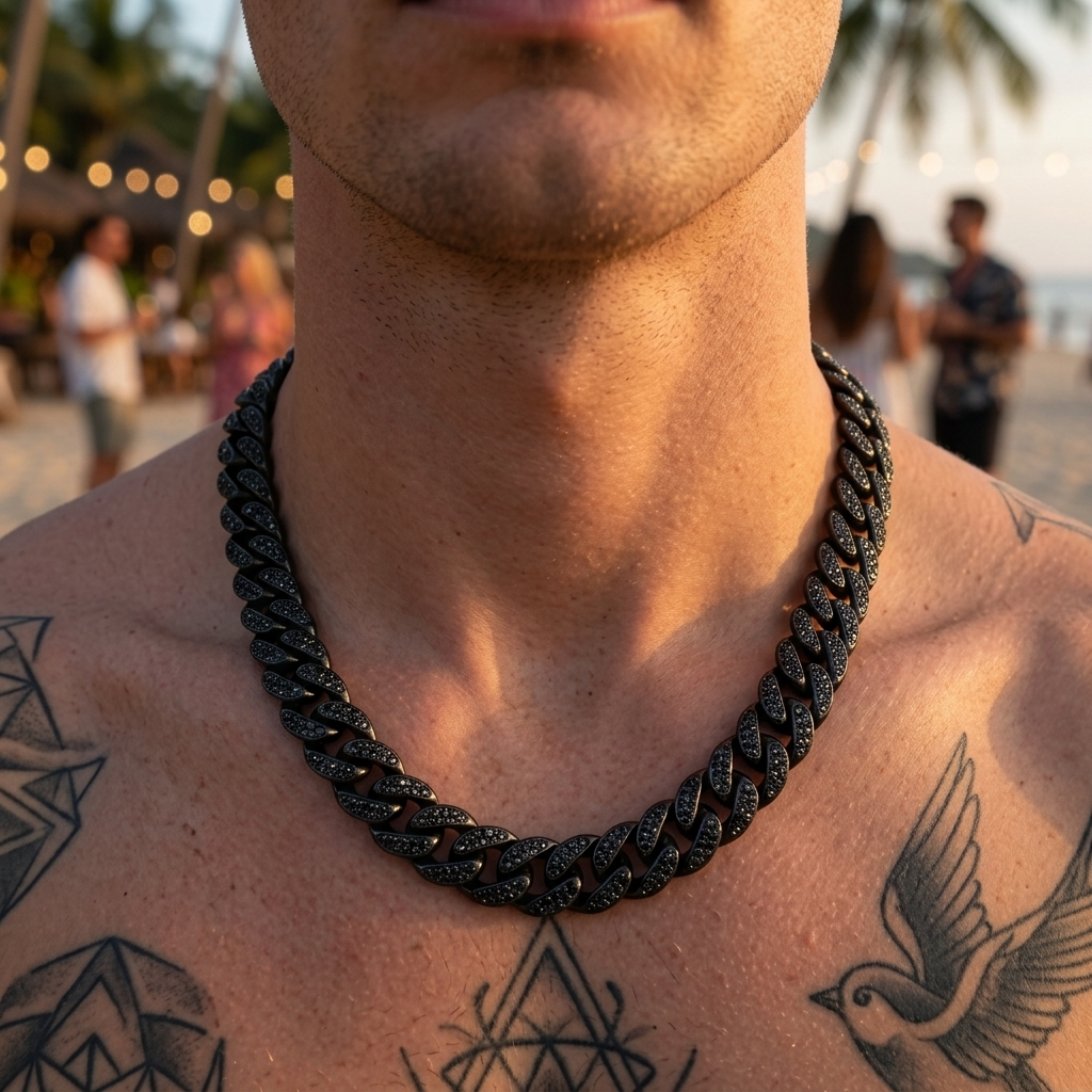 Men's Hip-Hop Full Diamond Cuban Chain Necklace