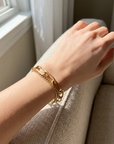 Women's Chunky Titanium Steel Bracelet – Minimalist Geometric Electroplated Gold & Silver Bangle