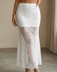 Women's Lace Fishtail Midi Dress – Slim Fit Floral Embossed Mermaid Dress