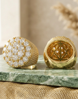 Men's Trendy Retro Flower Diamond Ring – Gold Plated Geometric Hip-Hop Statement Band