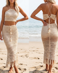 Women's Halterneck Vest & Maxi Skirt Two-Piece Set