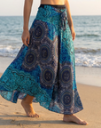 Jupe-robe de plage 100 % rayonne pour femme – Jupe portefeuille évasée florale convertible avec taille haute, style vacances léger et polyvalent