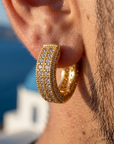 Men's Geometric Square Hoop Zircon Pair of Earrings