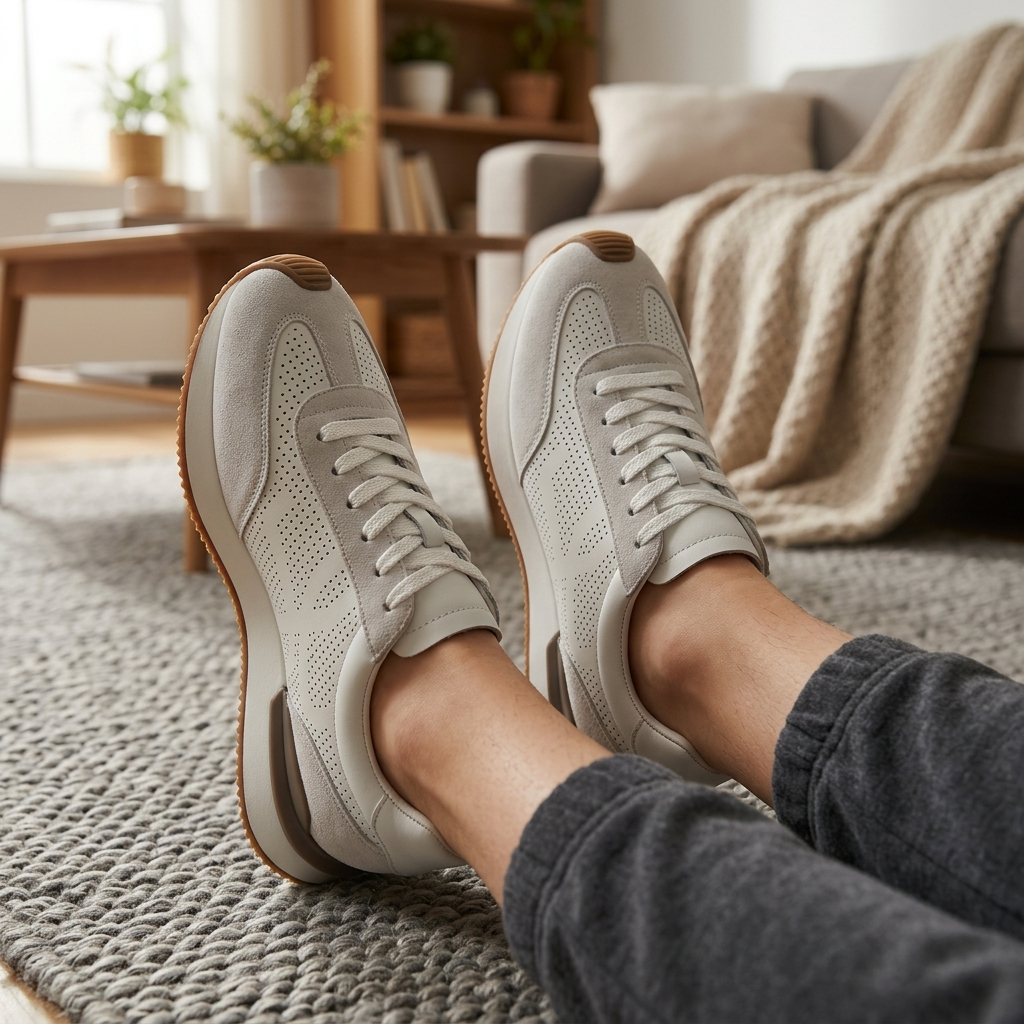 Women's First Layer Cowhide White Sneakers - Lace-Up, Flat