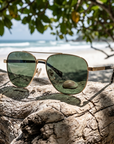 Men's Titanium Alloy Pilot Aviator Sunglasses UV400 HD Glass
