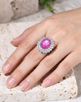 Women's Six-Ray Star Natural Ruby Sterling Silver Ring