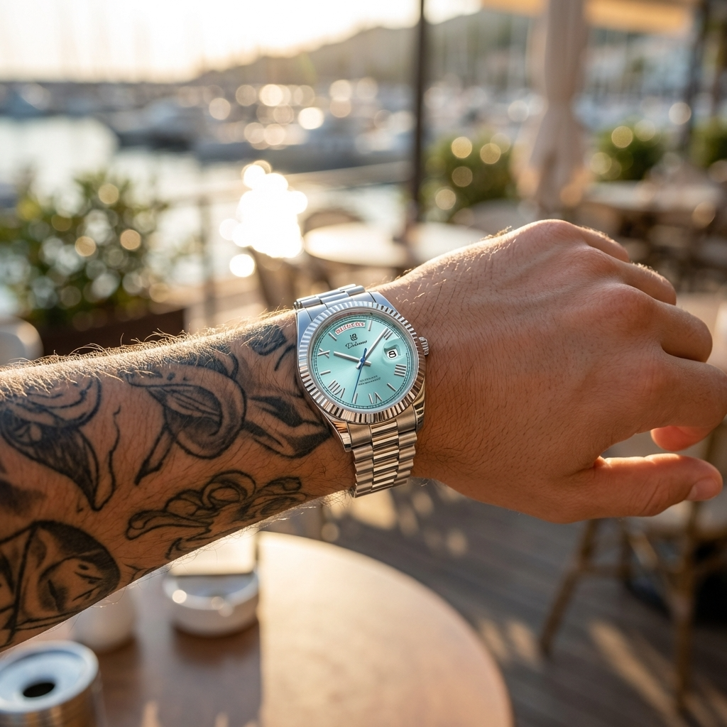 Men's Automatic Calendar Watch – Stainless Steel Mechanical Timepiece with Day-Date Display, Mineral Crystal &amp; Waterproof Design