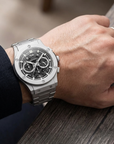 Herren Multifunktions-wasserdichte leuchtende Chronographenuhr – 42mm Quarz Kalender Edelstahlarmband Sport Business Zeitmesser