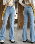 Women's High-Waist Flared Cotton Bell-Bottom Pants