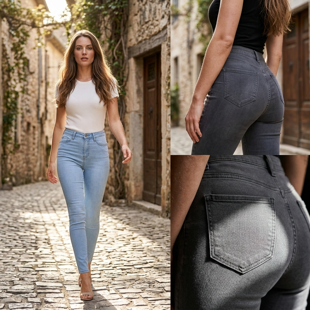 Women's High-Waist Skinny Jeans – Stretch Denim Pencil Pants