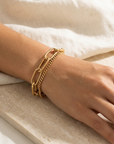 Women's Chunky Titanium Steel Bracelet – Minimalist Geometric Electroplated Gold & Silver Bangle
