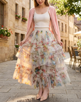 Women's Floral Mesh A-Line Midi Skirt – Princess Cake Skirt