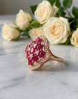 Women's Floral Natural Ruby Ring — S925 Silver with 18K Gold Electroplating ADJUSTABLE SIZE