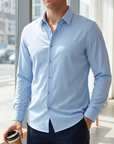 Men's Business Long Sleeve Solid Shirt — Wrinkle-Free Modal Blend