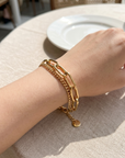 Women's Chunky Titanium Steel Bracelet – Minimalist Geometric Electroplated Gold & Silver Bangle