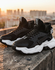 Herren High-Top Casual Sneaker mit dicker Sohle – Atmungsaktives Mesh Schnür-Streetwear Plateau-Schuhe