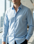 Men's Business Long Sleeve Solid Shirt — Wrinkle-Free Modal Blend