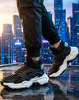 Herren High-Top Casual Sneaker mit dicker Sohle – Atmungsaktives Mesh Schnür-Streetwear Plateau-Schuhe