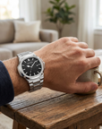 Men's Quartz Watch – Waterproof 3ATM Steel Strap with Luminous Dial, Calendar & 24-Hour Display