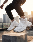 Herren High-Top Casual Sneaker mit dicker Sohle – Atmungsaktives Mesh Schnür-Streetwear Plateau-Schuhe