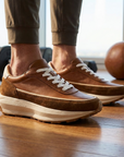 Men's Genuine Leather Running Shoes – Breathable Low-Top Cowhide Sneakers