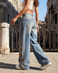 Women's Embroidered High-Waist Loose Denim Jeans