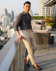 Men's High-Waisted Slim Fit Business Trousers – Wrinkle-Resistant Stretch Formal Office Pants