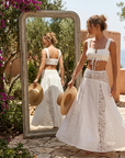Women's Solid Color Beach Cover-Up Skirt Set