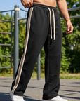 Men's Casual Wide-Leg Trousers — Fleece-Lined Drawstring Pants