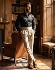 Men's High-Waisted Slim Fit Business Trousers – Wrinkle-Resistant Stretch Formal Office Pants