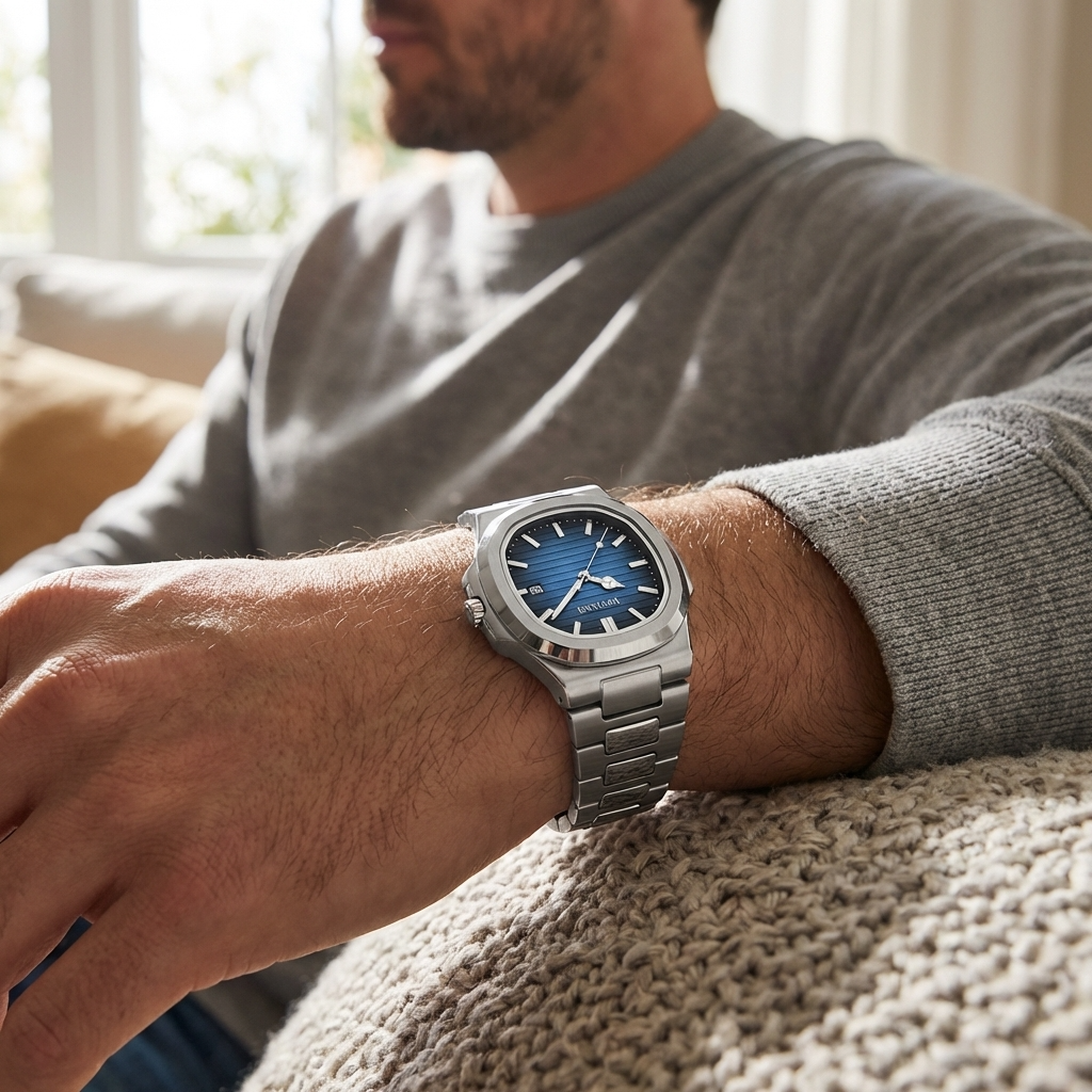 Men's Quartz Watch – Waterproof 3ATM Steel Strap with Luminous Dial, Calendar &amp; 24-Hour Display