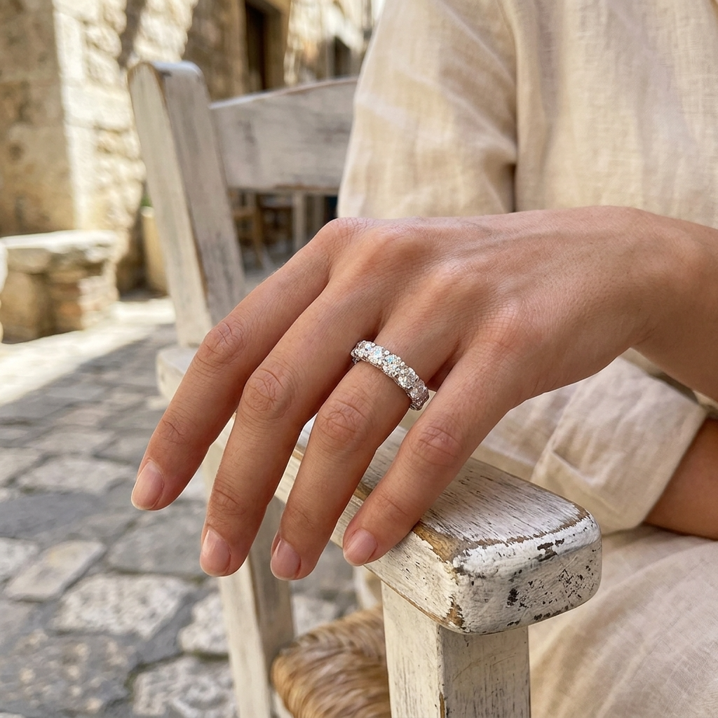 Moissanitring aus Sterlingsilber mit Vergoldung für Damen