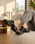 Damen-Plateausandalen aus Spaltleder