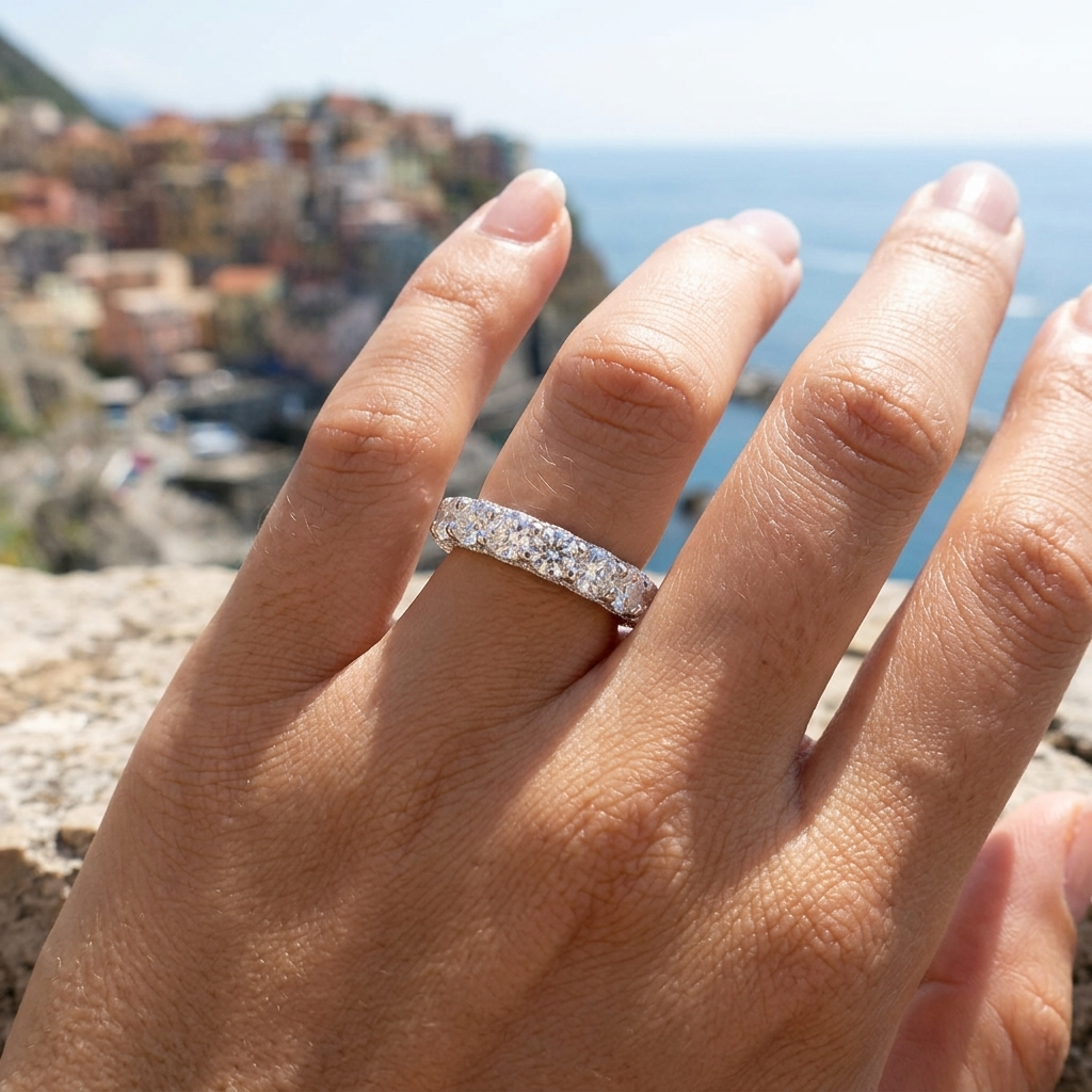Moissanitring aus Sterlingsilber mit Vergoldung für Damen