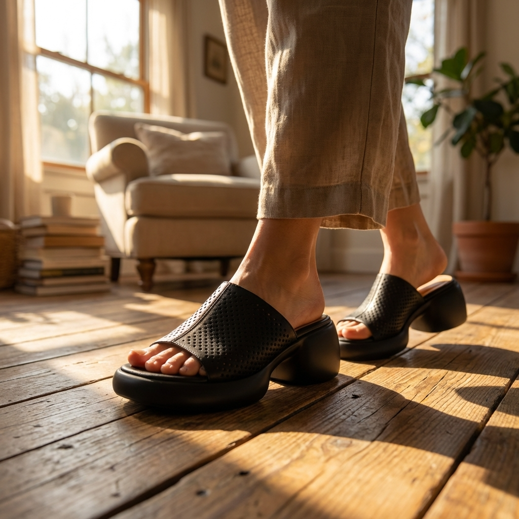 Damen-Plateausandalen aus Spaltleder