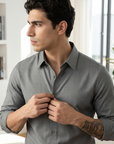 Men's Business Long Sleeve Solid Shirt — Wrinkle-Free Modal Blend