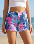 Tie-Dye Stretch Denim Shorts — Women's Plus Size