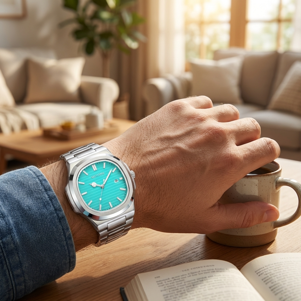 Men's Quartz Watch – Waterproof 3ATM Steel Strap with Luminous Dial, Calendar &amp; 24-Hour Display