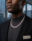 Men's Hip-Hop Dual-Tone Diamond Cuban Chain Necklace & Bracelet