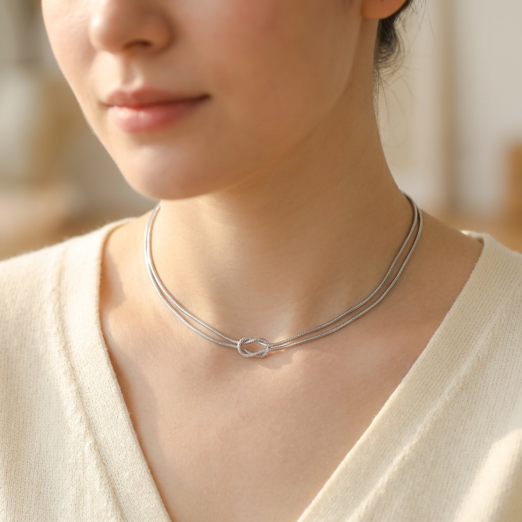 Women's Minimalist Knotted Double-Layer Snake Chain Bracelet &amp; Necklace