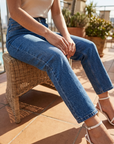Women's High Waist Straight Leg Cropped Jeans – Retro Cotton Denim