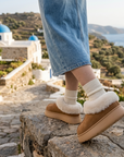 Women's Genuine Wool Snow Boots – Cowhide Slip-On with Thick EVA Sole
