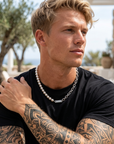 Herren-Naturperlenkette – 8 mm Titanstahlkette, Luxusschmuck