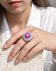 Women's Six-Ray Star Natural Ruby Sterling Silver Ring