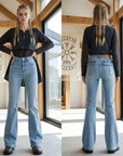 Women's High-Waist Flared Cotton Bell-Bottom Pants