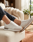 Women's First Layer Cowhide White Sneakers - Lace-Up, Flat