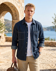 Men's Linen-Blend Long Sleeve Shirt – Breathable Lapel Collar Casual Button-Up