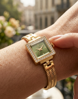 Montre carrée de luxe à quartz pour femmes – Bracelet de montre en alliage de style rétro d'Europe centrale, étanche jusqu'à 30M