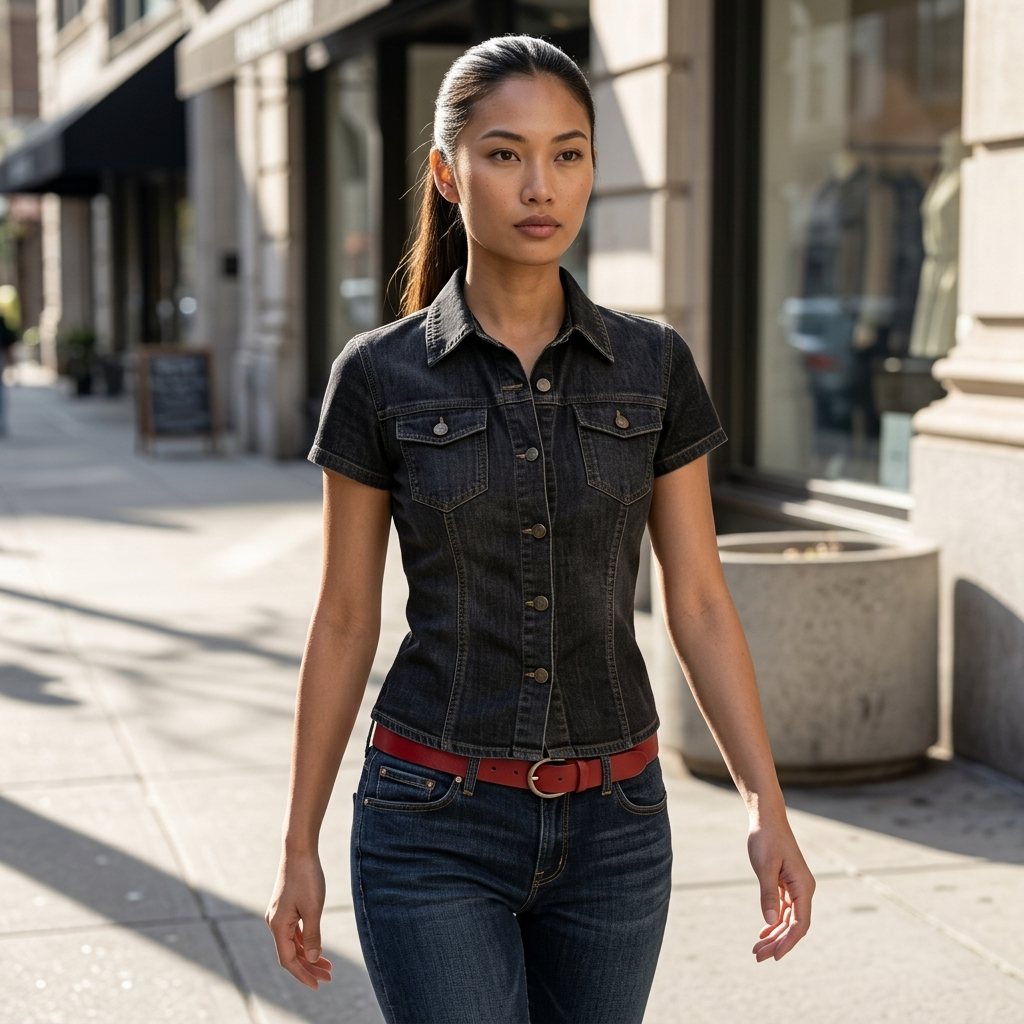 Women's Classic Slim Fit Short Sleeve Shirt – Button-Down Collar